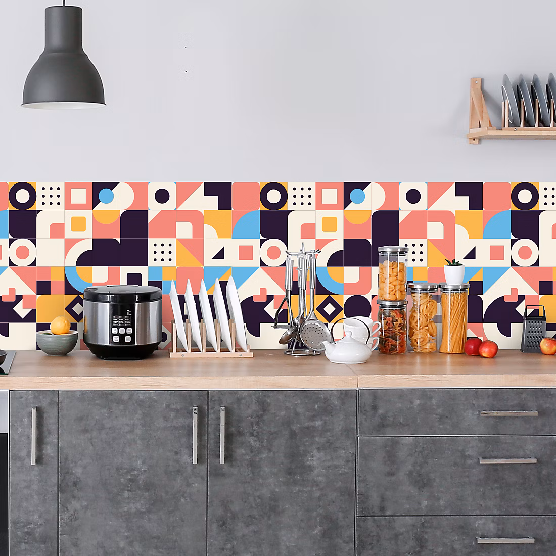 Crédence adhésive décoration rétro 60 × 200 cm