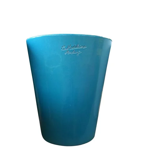 Pot Mazagran bleu turquoise en terre cuite émaillée H 46 X Ø 38 cm