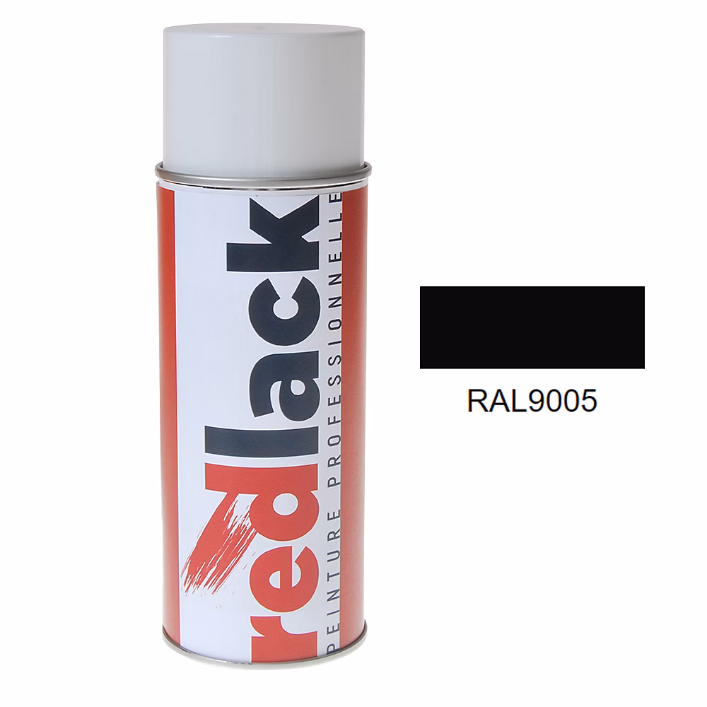 Bombe de peinture Aérosol | spray – 400ml – RAL 9005 Noir foncé – Satiné – multisupport – Redlack – RAL9005