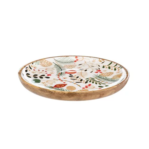 Plateau rond en bois de manguier coloris multicolore Sureau – Ø 30 cm