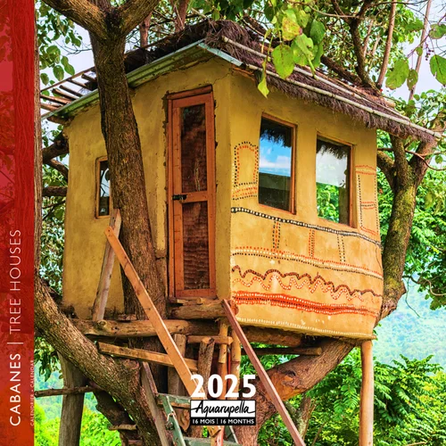 Calendrier 2025 cabane coloris multicolore Aquarupella - 30 x 30 cm