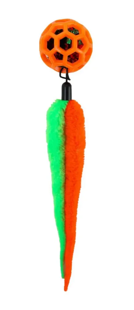 Jouet pour chat balle et queue chenilles coloris orange Wouapy - Ø 4,8 cm