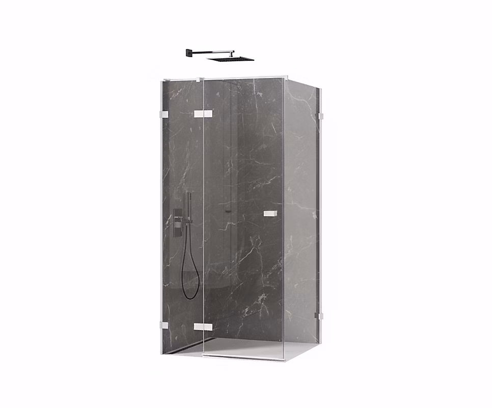 Cabine de douche 90 × 110cm 2 portes pivotantes – SANTORINI WHITE | blanc | acces d'angle