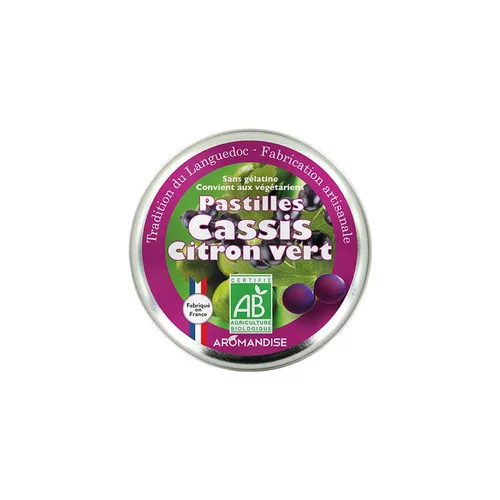 Pastilles cassis citron vert. La boîte de 45 g