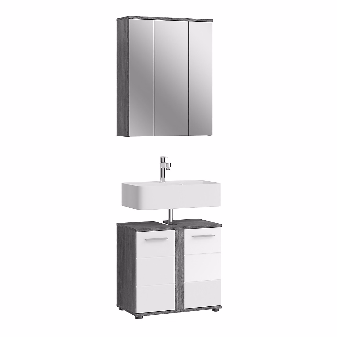 Ensemble de meubles de salle de bain WILLIAM Gris foncé et blanc 64 × 191 × 34 cm