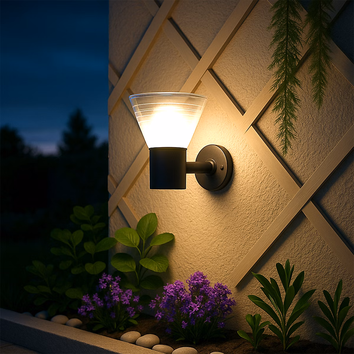 Applique Solaire Ronde Noire – Pour Façade, Terrasse, Entrée, Groupe DDC