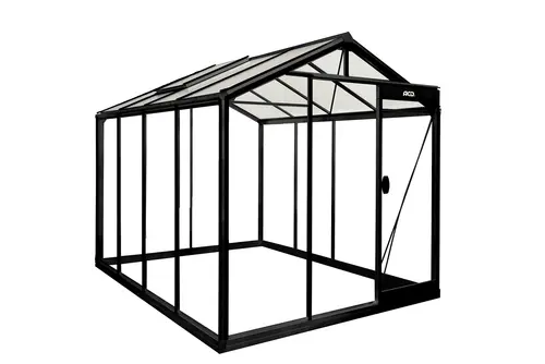 Serre de jardin R204H coloris noir en verre Blackline - 232 x 298 cm