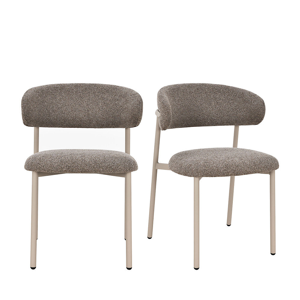 Aria | chaises en tissu pieds beiges – Marron chiné – lot de 2