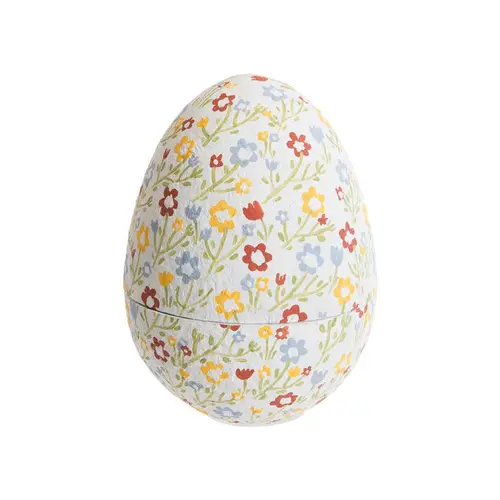 Boîte œuf à garnir en coton mâché à motif floral multicolore - Ø 14,5 x H 19 cm