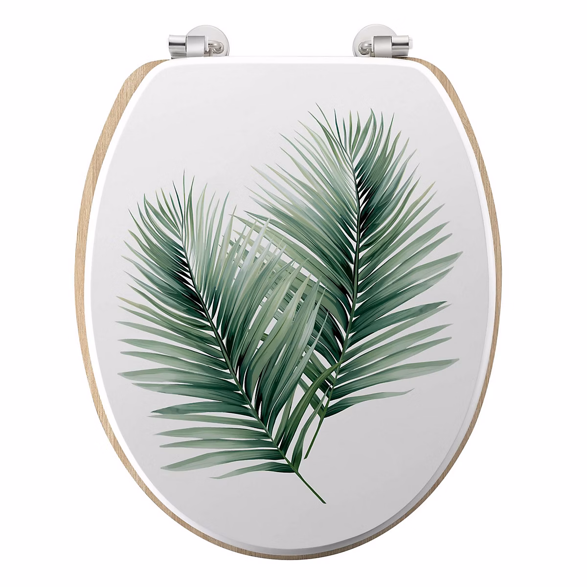 Abattant WC motif palmier Blanc | L. 46 x l. 37.5 x H. 4 cm – VARADERO