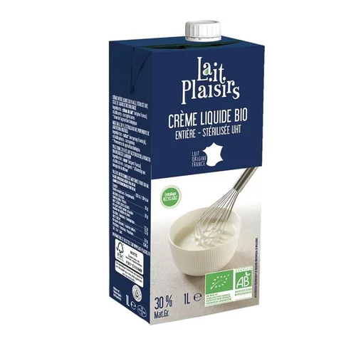 Crème liquide entière bio Lait Plaisirs - 1 L