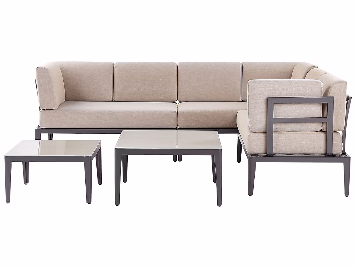 Ensemble de canapés d'angle de jardin 6 places RIMA III Métal Beige Côté gauche – Réf. FHUDOSIHL5079998069