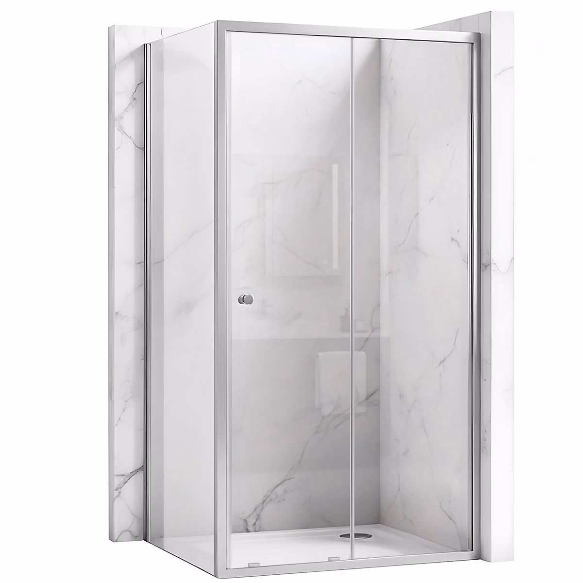 Cabine De Douche D'Angle Rea Primo Slide Chrome 100 × 90