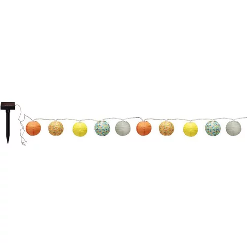 Guirlande solaire Polka de 10 lampions multicolores à LED blanc 135 cm