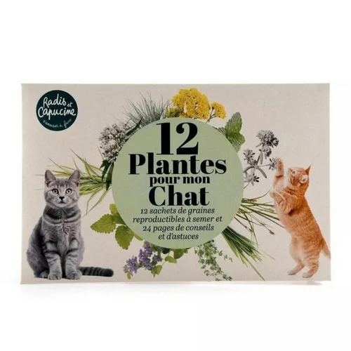 Enveloppe 12 sachets plantes pour mon chat Radis et Capucine
