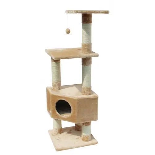 Arbre à chat avec panier et griffoir coloris beige Eco Loonaa classic - 135 cm