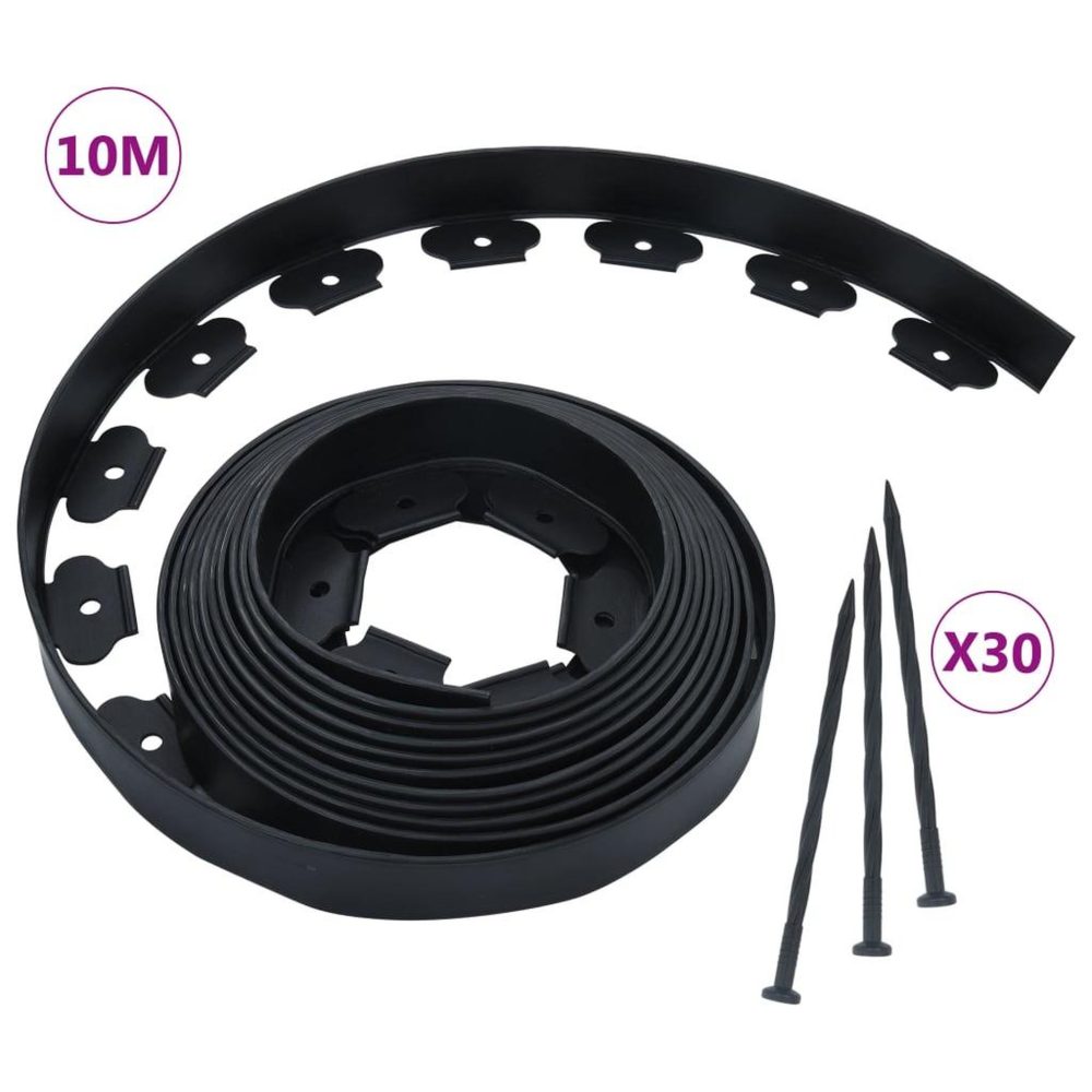 VIDAXL Bordure de pelouse flexible avec 30 piquets 10 m 5 cm | 10 m 5 cm