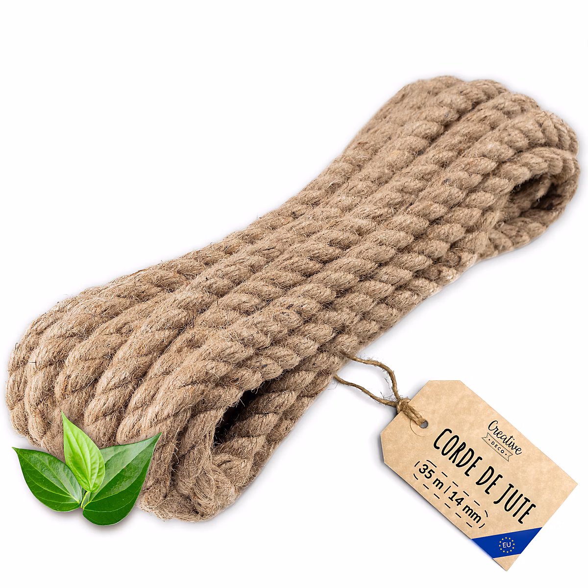 Creative Deco 35m Corde de Jute Epaisseur 14mm – Personnalisation Possible Tous les 5m | Corde Solide | Fibres Naturelles