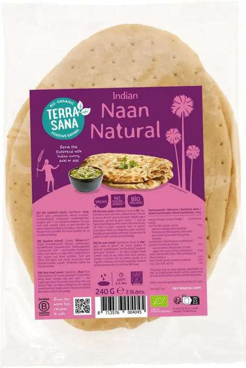 Pains naan nature bio Terra Sana – 2 x 120 g