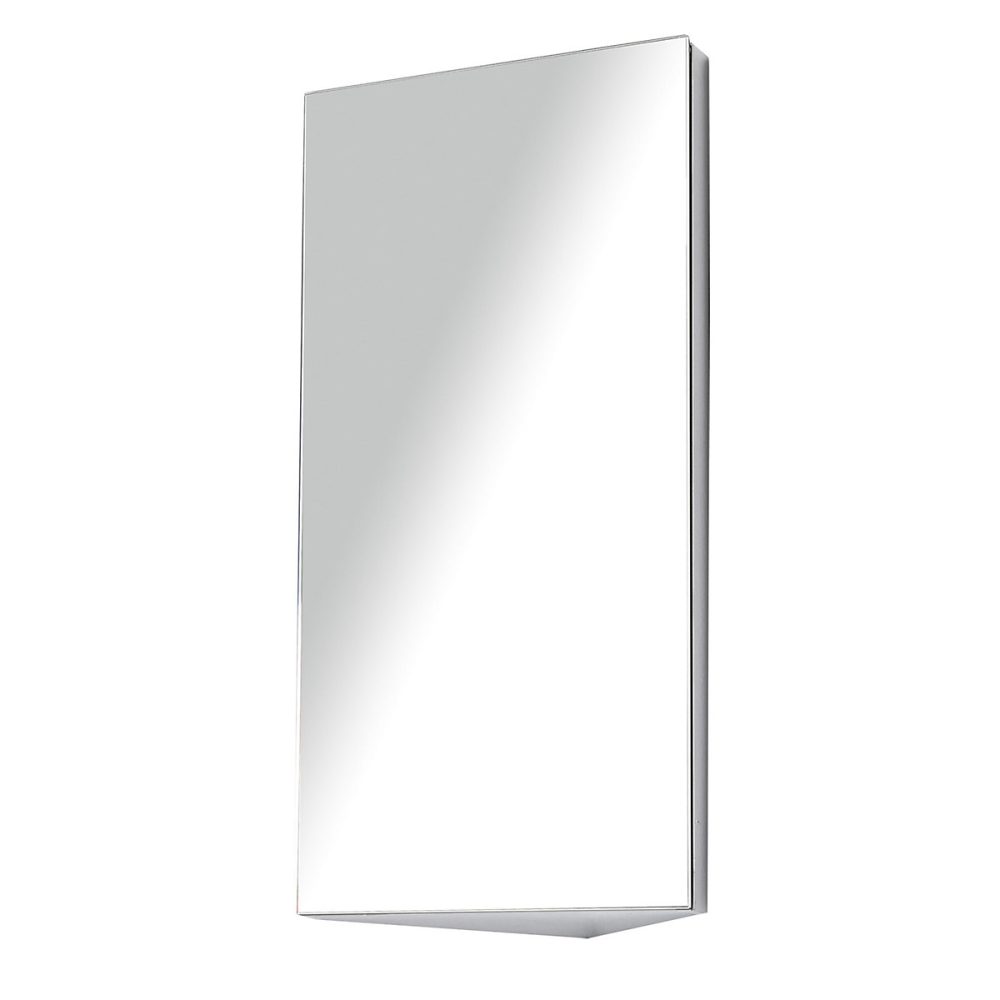 Armoire miroir salle de bain armoire de toilette murale meuble d'angle 2 étagères dim. 30L x 18 – 4l x 60H cm acier inox.