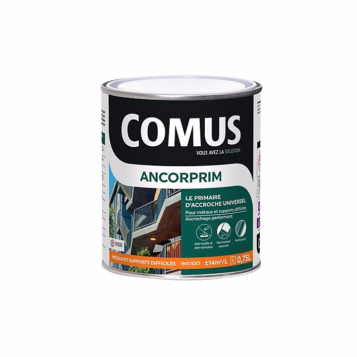 ANCORPRIM blanc 0 | 75L Primaire d'accrochage universel pour métaux ferreux et supports difficiles – COMUS