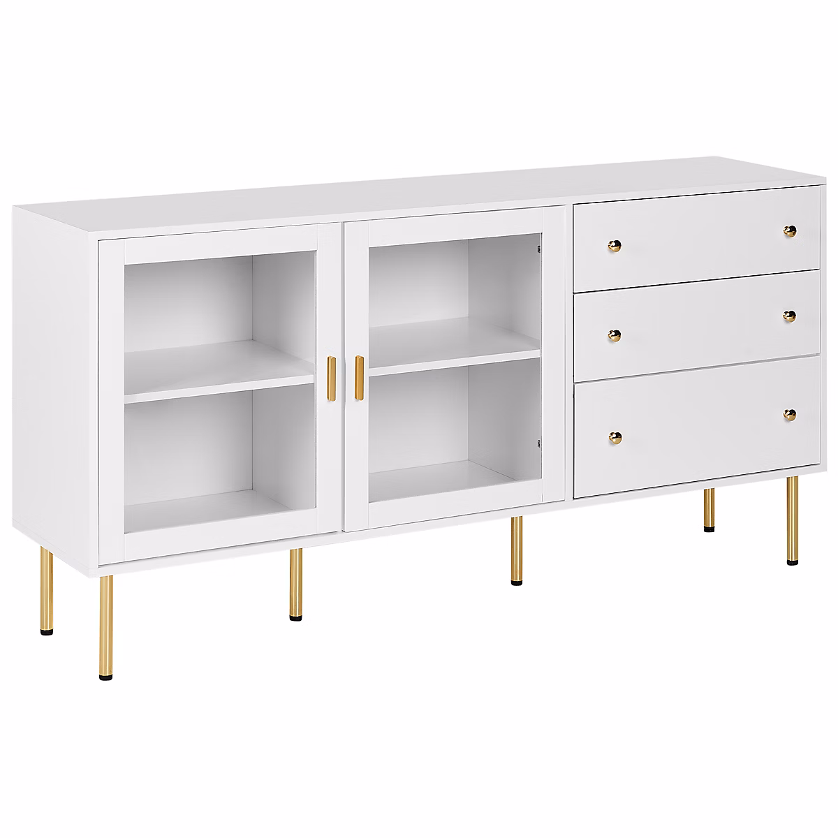 Buffet avec vitrine en verre MILORA 160 cm Blanc – Réf. GTKLGVSDC4241187998
