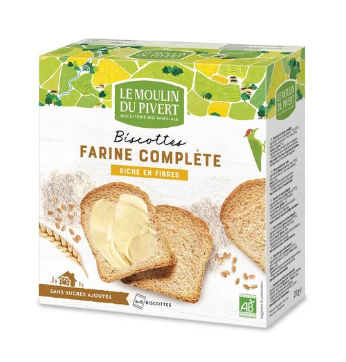 Biscottes bio à la farine complète 270 g