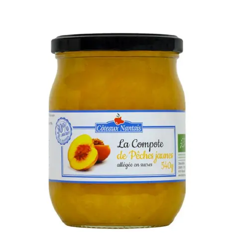 Compote de pêches jaunes allégée bio Coteaux Nantais - 540 g