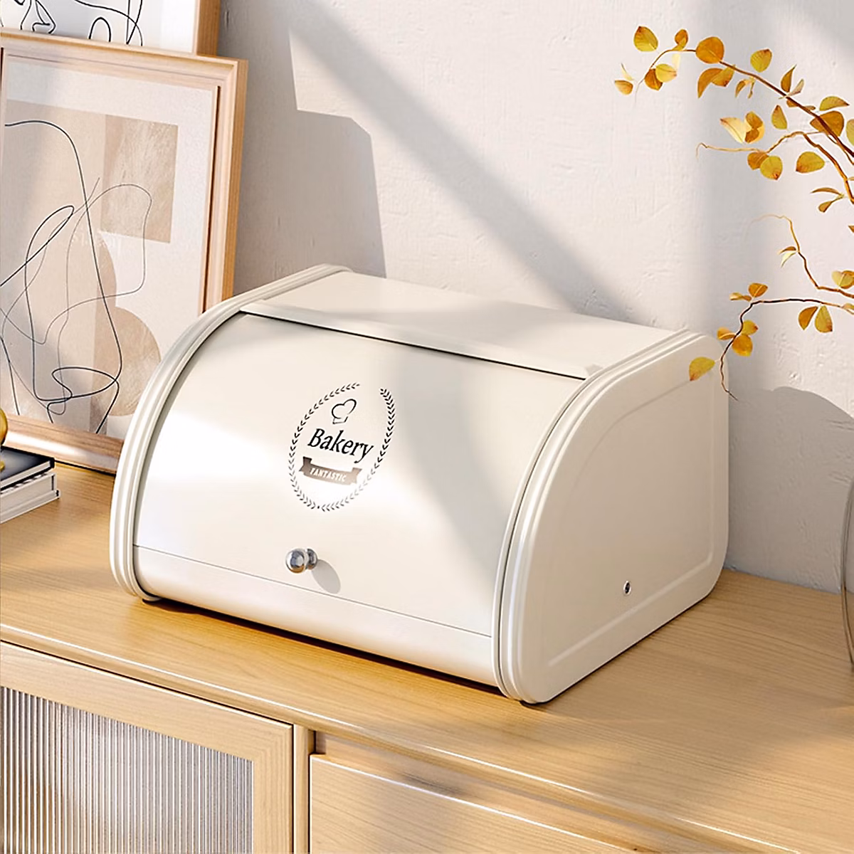 Accessoire de conservation – Boîte de rangement à pain blanc crème