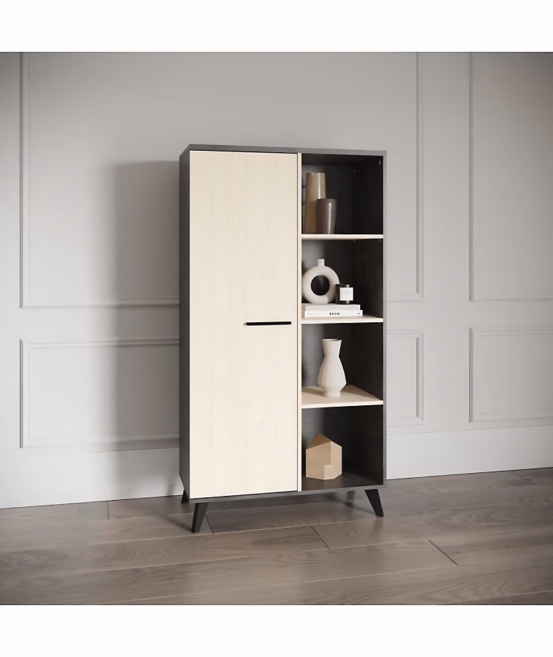 Ensemble salon – Banc TV, Table basse, Buffet haut, KENT, Chene de fil / Sidewalk, DEMEYERE