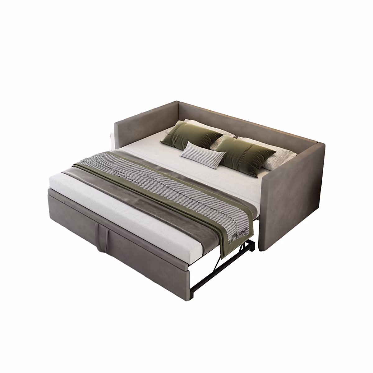 Canapé-lit Extensible 90/180 × 200 Cm Avec Sommier à Lattes – canapé Lit 2 Places,velours, Gris