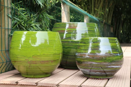 Pot en terre émaillée vert Forêt Les Poteries d'Albi Bahia - Ø 25 x H 31 cm