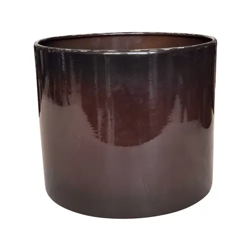 Pot cylindrique en métal recyclé coloris brun flambé Upcycle Cylindre - Ø 27 x H 22 cm