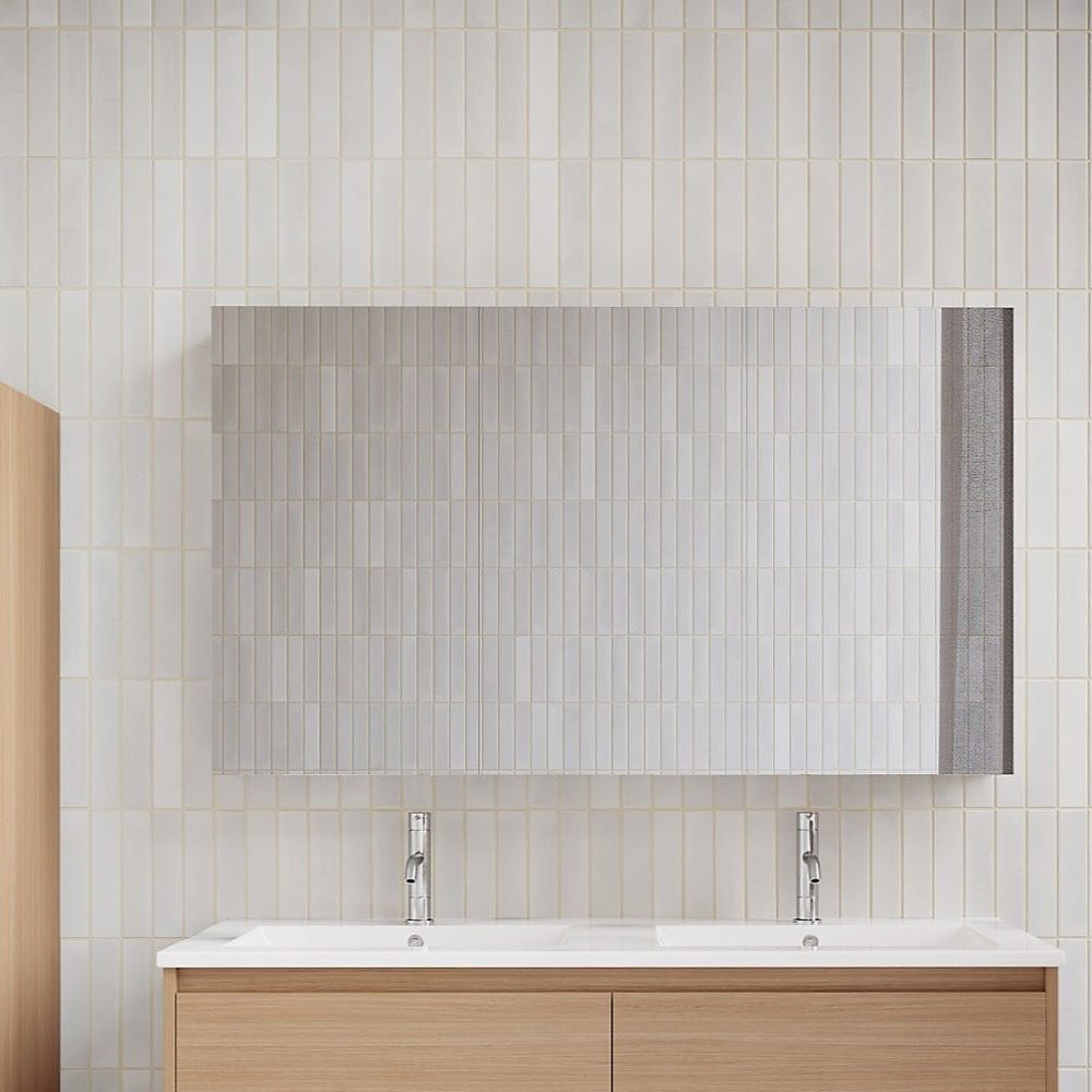 Armoire de toilette bloc – miroir FORTINA largeur 120 cm chêne clair