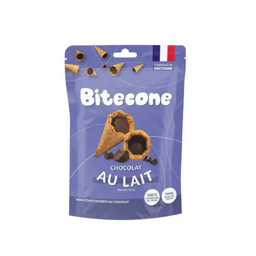 Biscuits mini cônes fourrés chocolat au lait Bitecone - 100 g