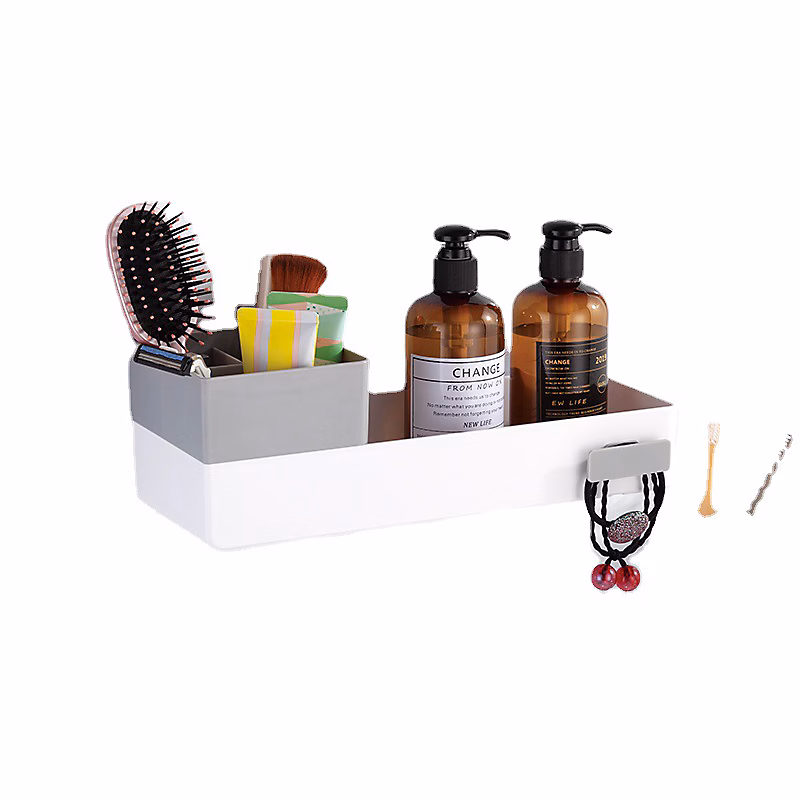 Étagère de salle de bain adhésive sans perçage – étagère murale autocollante blanche pouvant être fixée sur du carrelage