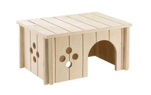Maison rectangulaire pour cochon dinde coloris marron en bois