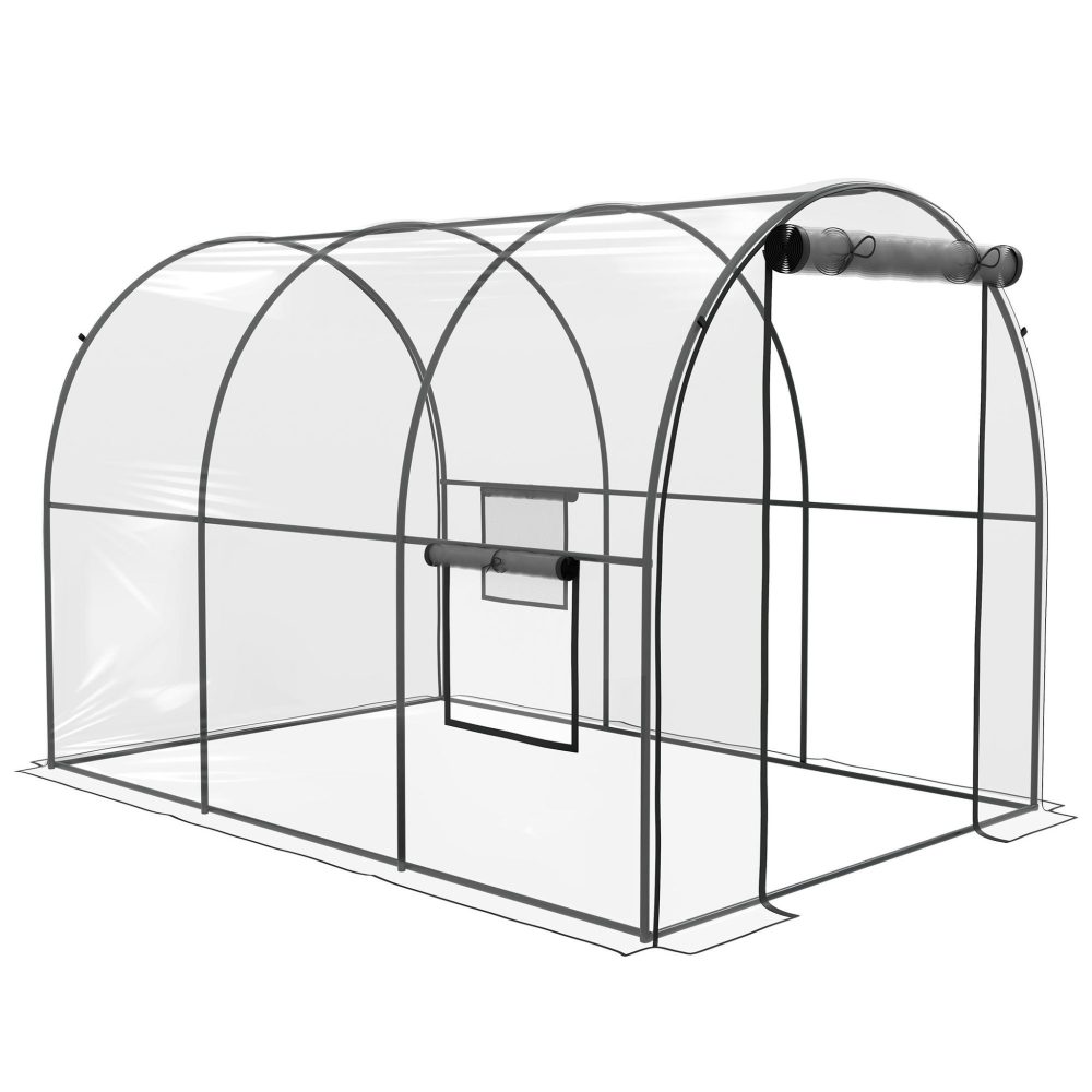 OUTSUNNY Serre tunnel serre à tomates surface sol 6 m² 3l x 2l x 2h m – 3l 2l