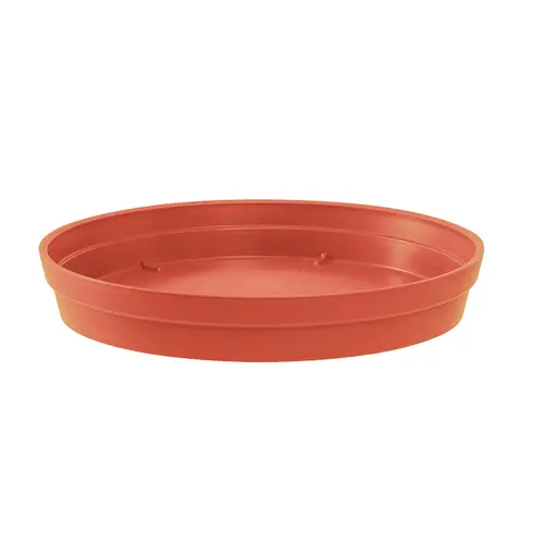 Soucoupe ronde en plastique coloris terre battue EDA Toscane - Ø 34,5 x H 4,8 cm