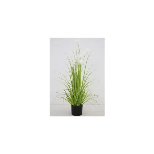 Graminée artificielle à plumes en pot métal 15 cm - 45,5 x 110 cm