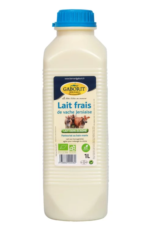 Lait frais demi-écrémé pasteurisé bio de vaches Jersiaises Gaborit - 1 L