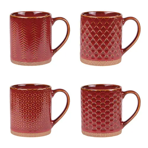 Coffret 4 mugs en grès rouge Jaspe - 35 cl