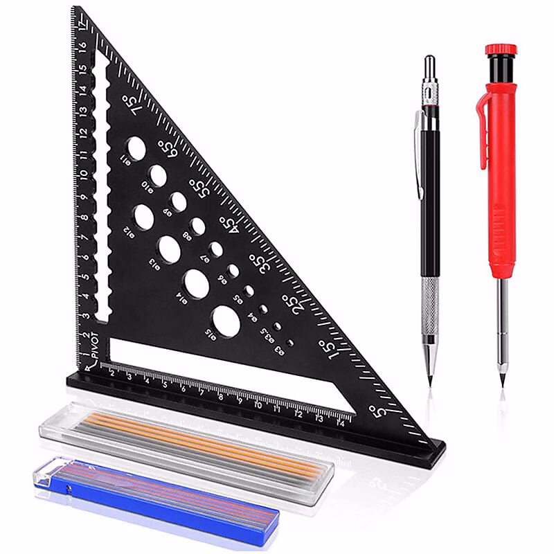 Equerre, règle et compas – Équerre menuisier 5 en 1 180 mm multifonction alu renforcé DROMME