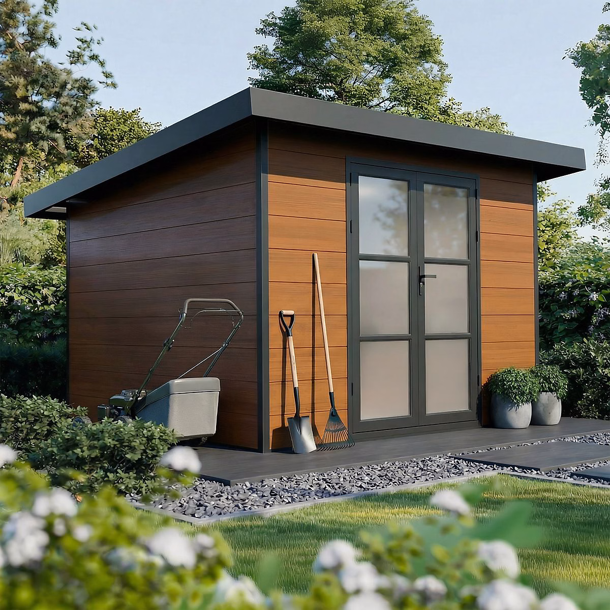Abri de Jardin Composite ALMA – 9m2 Brun, Cabane de Jardin