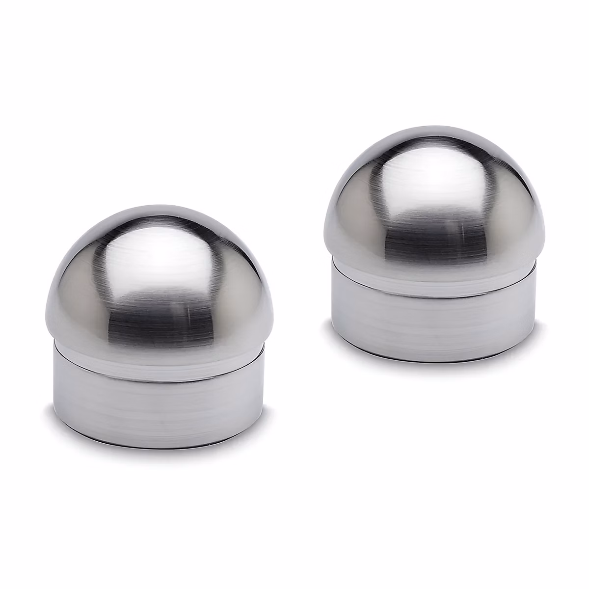 2 x Embout bombé pour tube diam. 25 | 4 x 1 – 27 mm – Zamac aspect inox brossé