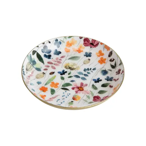 Sous-verres en métal blanc à fleurs multicolores x 4 - 10 x 3 cm