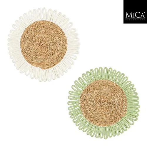 Set de table en zostère à bordure colorée Fernandez - Ø 38 cm