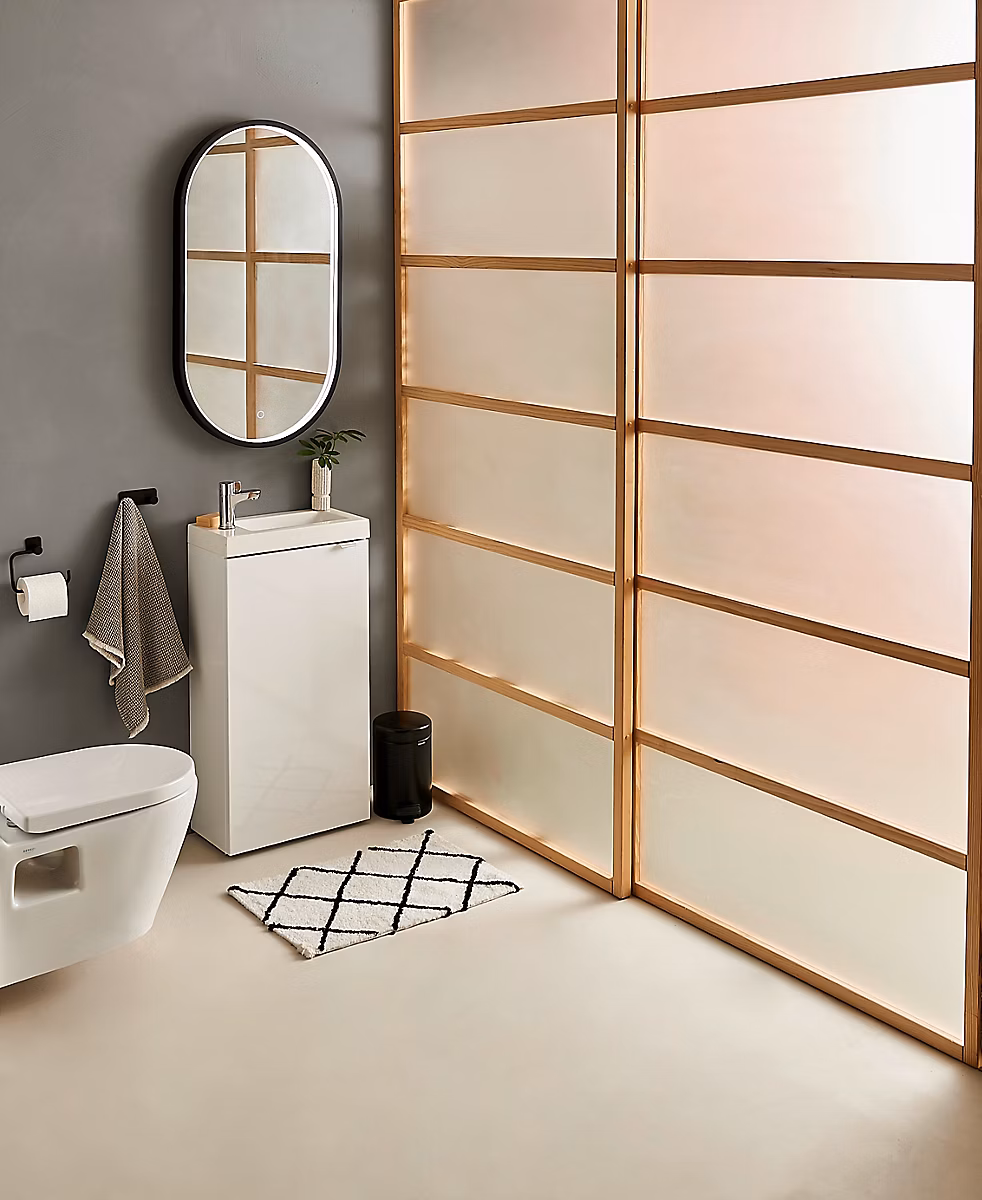 Miroir de salle de bains lumineux LED noir ovale 90 × 50 cm – MPGlass Lyon chic