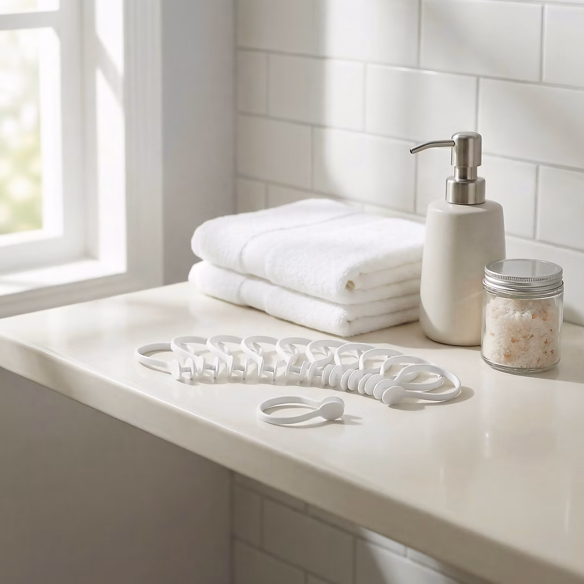 12 anneaux de douche à clipser blanc Cooke & Lewis Nira | Douche