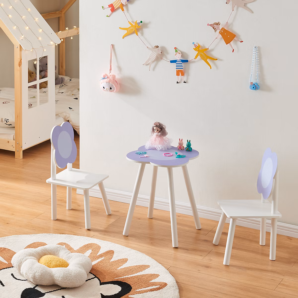 Ensemble de table et 2 chaises pour enfants Simrishamn blanc violet en.casa | Table